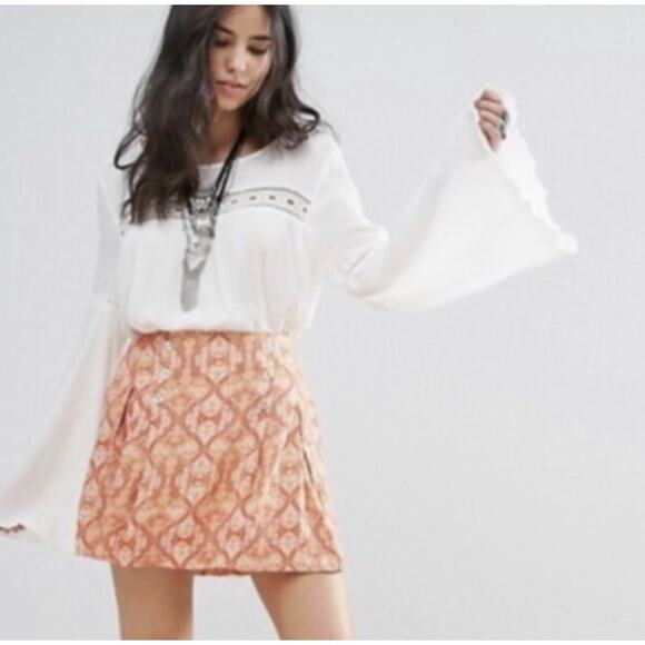 Free People orange pleated mini skirt - Picture 2 of 5
